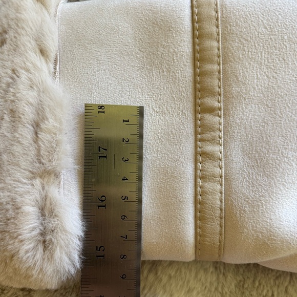 Zara Cream Faux Fur Moto Jacket - Picture 13 of 14